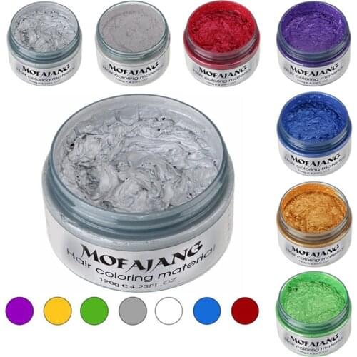 MOFAJANG 120g Hair Color Promades Wax Silver Ash Grey Strong Hold Temporary Hair Dye Gel Mud Easy Wash Hair Coloring Styling Wax
