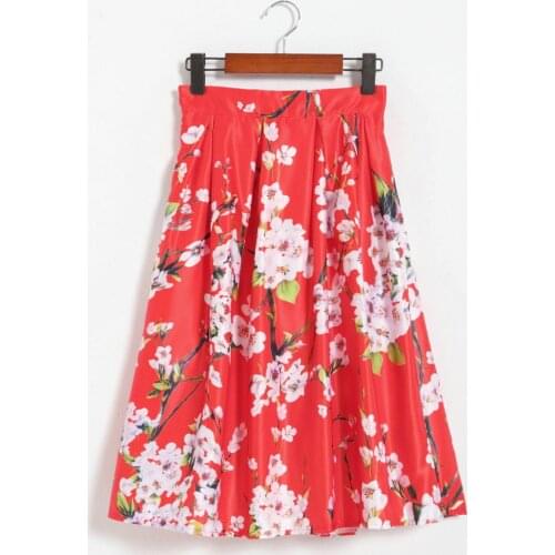 Womens summer fashion skirt high waist print A-line England style skirt