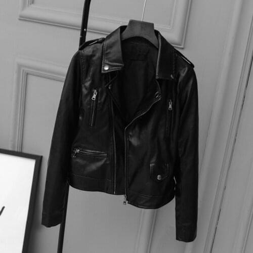 Faux Leather White Jacket 2021 New Women Biker Leather Jacket Spring Autumn Soft Pu Punk Outwear Casual Tops