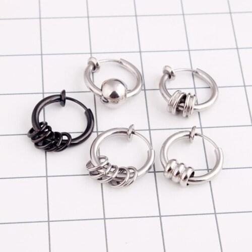 2019 Korea Fashion Stud Earrings for Women No Ear Hole Color Black Stainless Steel Women Men Stud Earrings Trendy Women Earring