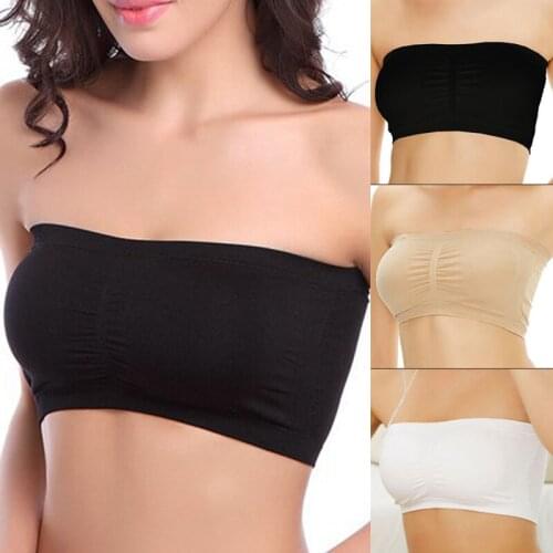 Women’s Basic Seamless Tube Top Bras Stretch Strapless Bandeau Bra For Women Bralette Tube Top Strapless Wireless Basic