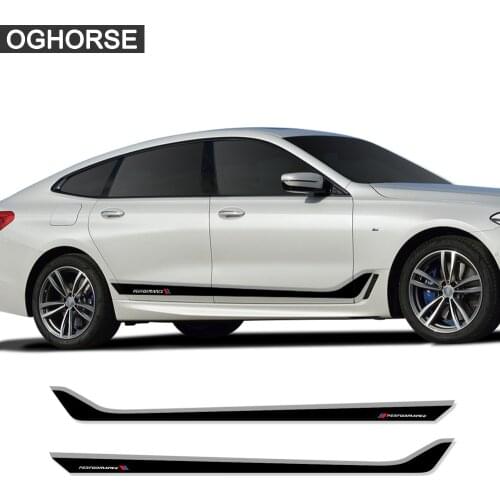 2pcs Car Styling Body Door Side Stripes Skirt Decal Stickers for BMW 6 Series GT 6gt G32 Gran Turismo Accessories Black-Grey