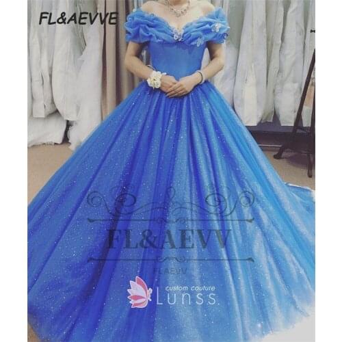 2021 Royal Blue Evening Dress Ball Gown Off-The-Shoulder Floor Length Lace Up Evening Prom Party Gowns