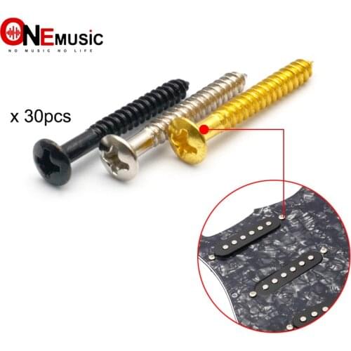 30pcs Guitar Single Coil Pickups Height Adjusting Screws 25x6MM Guitar Bridge Strap Button Fasten Screw Black/Gold/Chrome