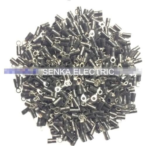500pcs RV3.5-4 #8 Stud Size Black Vinyl Insulated Ring Terminals For 14-12 AWG, 2.5-4mm2 Wires, Max Current 37A
