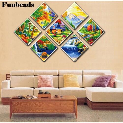 7 pieces 5D large scale scenery diamond embroidery with diamond embroidery/diamond embroidery cross stitch garden family FF4348