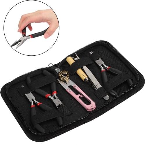 8PCS Stainless Steel DIY Jewelry Making Tools Set Plier Round Nose Plier Scissor Tweezers Beading Tool Kit for Bracelet Necklace