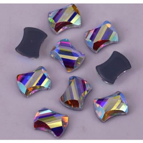 Free Shipping! High Quality 5x7mm Crystal AB Curvy Hotfix Rhinestones / Iron On Flat Back Crystal Stones
