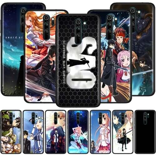 Case For Xiaomi Redmi Note 9 9S 8 8T 7 Pro 7A 8A 9A 9C Black Soft Phone Back Shell K20 K30 Capa Cover SAO Kirito Asuna Anime