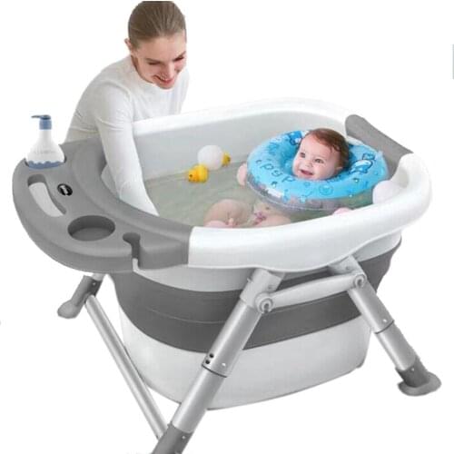 Baby Folding Bath Tub Baby Swim Tubs Bath Body Washing Portable Fold able Children Eco-friendly Non-Slip Safe Kid Bathtub