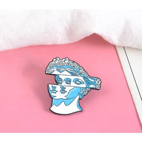 Plaster Figure Abstract visual Picasso Puzzle Jigsaw Two-Face Enamel Brooches Pin