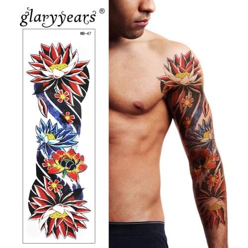 Glaryyears Big Arm Temporary Tattoo Sticker Multicolour Fake Tatoo Sleeve Flash Tatto Waterproof Big Body Art Men Women Q-MB-47