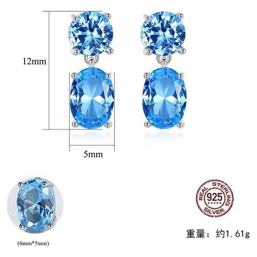 HOT Sell S925 Sterling Silver Four claw eardrop fashion wholesale Crystal zircon ruby sapphire Earrings