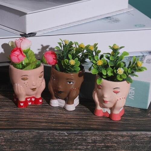 Nordic Characters Ceramic Vase Simple Personality Flower Pot Creative Gardening Green Plants Potted Desktop Abstract Decorations
