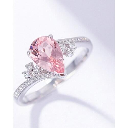 Classical pink crystal AAA zircon diamonds gemstones rings for women white gold silver color bague jewelry bijoux fashion gifts