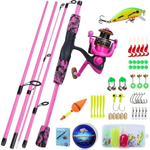 Sougayilang Kids Fishing Rod Reel Combos 5-Piece Portable Spinning Fishing Pole and Reel Combo for Boys Girls and Adults