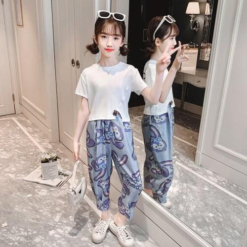 Summer Baby Girls Clothes Kids Short Sleeve + lace Skirts Suits Children Clothing Sets Girl Princess Outwear 6 8 10 12 13 Years