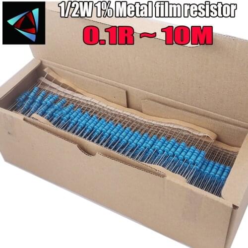 2000pcs 1/2W Metal film resistor 1% 0.1R ~ 2.7M 1 2 10 22 47 100 330 ohm 1K 4.7K 10K 22K 47K 100K 330K 470K 0.22 0.33 0.47 0.68