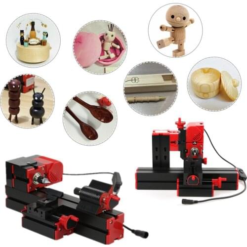 DIY 6 in 1 Motorized Transformer Jigsaw Grinder Driller Plastic Metal Lathe Wood Lathe Drilling Sanding Turning Milling Sawing