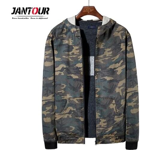 Large Size 6XL 7XL 8XL Brand Men Clothing 2021 Streetwear Hooded Denim Jacket Mens Camouflage Jean Jacket Bomber Jacket Hoodies