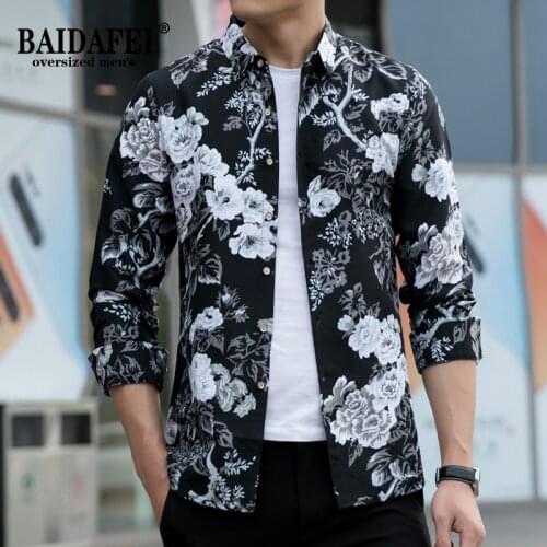 Oversized 5XL 6XL 7XL Mens Long Sleeve Shirt 2021 New Spring Autumn Men Dress Shirts Fashion Chinese Style Floral Shirts