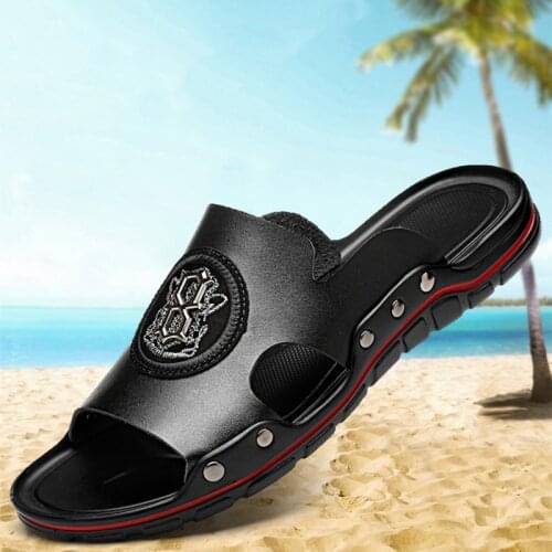 New High Quality Mens Slippers Male Casual Flip Flops Genuine Leather Non-slip Beach Sandals Luxury Handmade Outdoor Slippers
