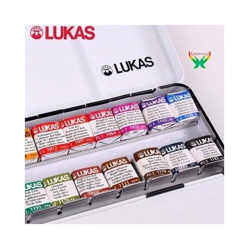 German LUKAS solid pigment set, Artist Quality,master X half piece full block 12/16/24/48 color watercolor, oil paint,beginners