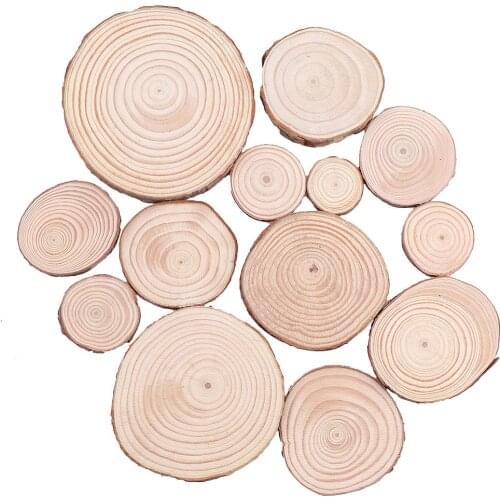 NEW 3-12cm 1 Pack Natural Pine Round Unfinished Wood Slices Circles With Tree Bark Log Discs DIY Crafts Wedding Party Painting