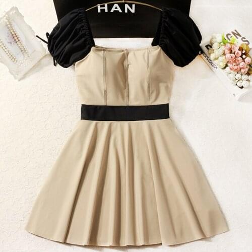 New Women Short Sleeve One Piece Swimwear Patchwork Bathing Suit Swim Beach Dress Summer Sexy Swimsuit Female Swimming Beachwear