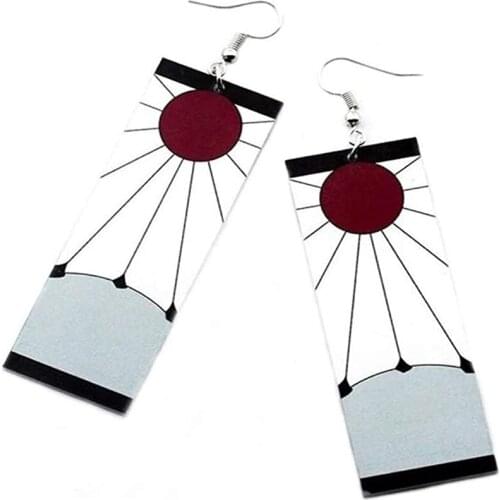 New Acrylic Tanjiro Earrings Demon Slayer Earrings Anime Cosplay Props Hanafuda Drop Long Earrings for Women Jewelry