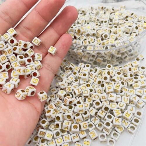 Wholesale 300Pcs/Lot Fashion Letter Number Acrylic Beads Square Round Heart Big Hole Beads Mixed For DIY Jewelry Making Supplies