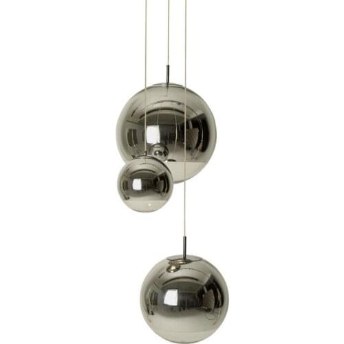 Modern Polished Round Glass Ball Dining Room Pendant Lamp Stair Case Living Room Pendant Lights Corridor Hallway Pendant Lights