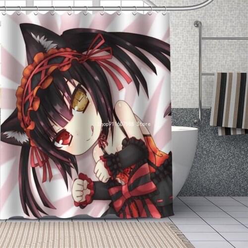 Custom High Quality Anime Date A Live Shower Curtains Bath Products Bathroom Decor Waterproof Polyester With 12 Hooks