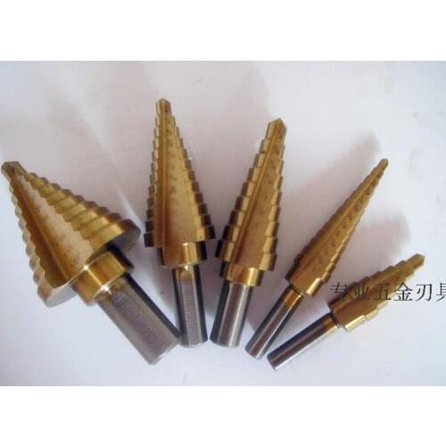 Fixmee 5pcs/lot steps down drill bit Titanium coated HSS step bits multi cut enlarge holes Free shipping