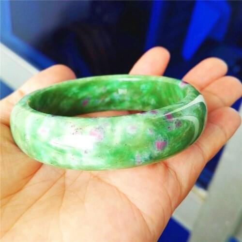 Drop Shipping Genuine Natural Ruby Zoisite Gemstone Fashion Woman Lady Natural Stone Bangles Inner Diameter 54mm