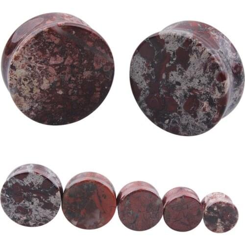 1Pair Sale Blood Stone Double Saddle Ear Pluts Flesh Tunnel Ear Plug Stretcher Expander Ear Piercings 5-25mm Can Choose
