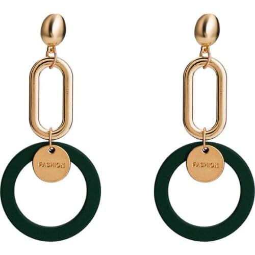 Gold Dangle Earrings For Women Pendientes Mujer Moda 2019 Circle Korean Earrings Female Drop Long Earrings Jewelry Oorbellen