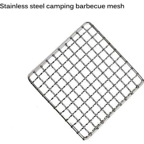 BBQ Mesh Stainless Steel Square BBQ Grill Mesh Titanium Charcoal Bbq Grill Barbecue Grill Durable Net Plate Camping Tableware