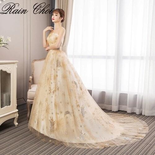 Floor Length Party Dresses With Train Formal Evening Gowns Elegant Long Evening Dress
