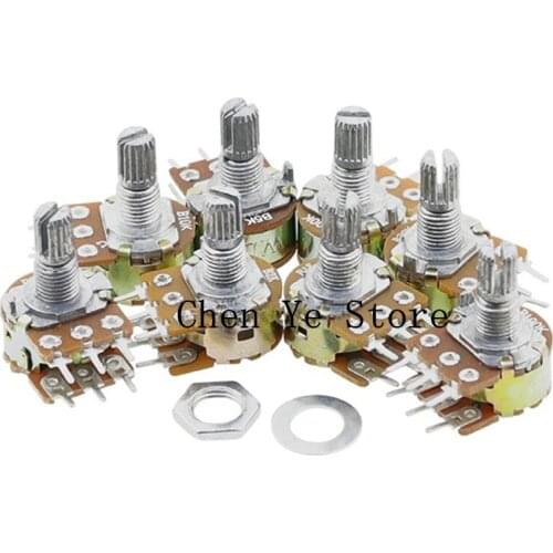 WH148 6pin 15mm B1K B2K B5K B10K B20K B50K B100K B250K B500K B1M Dual Stereo Potentiometer1K 2K 5K 10K 20K 50K 100K 250K 500K