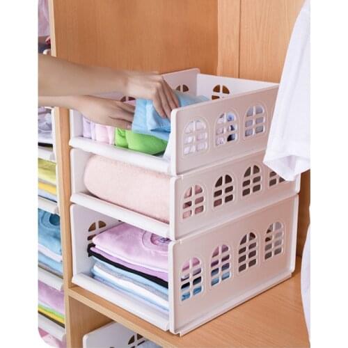 Wardrobe Storage Basket Storage Box Detachable Clothes Organizer Board Drawer Basket Shelf Box Layered Drawer Rack