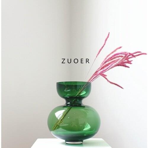 Green Glass Vase Tabletop Pots Home Decorative Vase irregular Flower planters