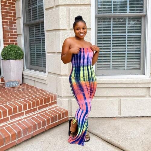 Young party women fashion strapless backless skinny dress sexy tight club party lady fashion long dress