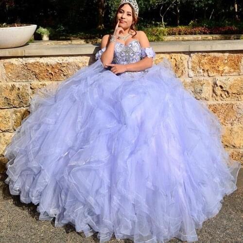 Off the Shoulder Lavender Quinceanera Dresses 2021 bestidos para 15 anos Girl Sweet 16 Dress Pageant Gowns vestidos