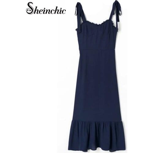 Summer Vintage Elegant Ruffles Midi Dresses for Women 2021 Sexy Spaghetti Strap Pleated Dresss Casual Beach