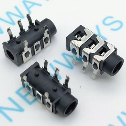 10Pcs Pj-313 3.5Mm Socket Pj-313 Inline 5Pin Black Headphone Jack Audio Jack Pj313 5 Feet Inline