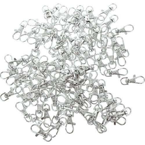 100 x stainless steel carabiner key ring silver