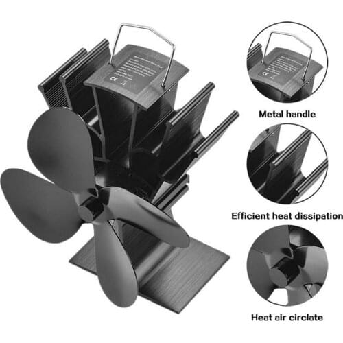 4 Blades Fireplace Heat Powered Stove Fan Wood Log Burner Quiet Heat Distribution Fireplace Fan Firewood Stove Fan For home