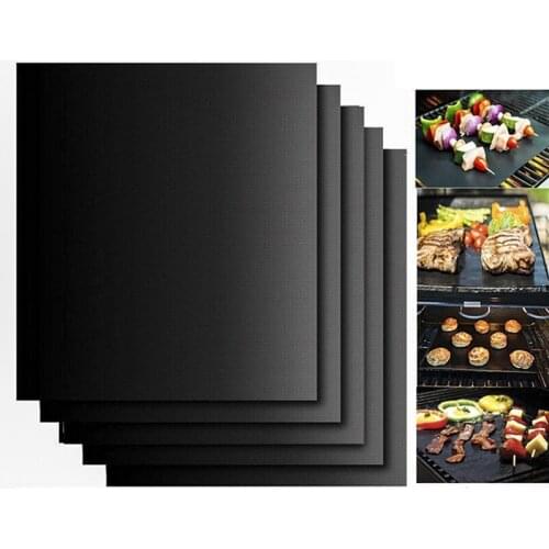 5PCS Non-stick BBQ Grill Mat 40*33cm Baking Mat Cooking Grilling Sheet Heat Resistance Easily Cleaned Kitchen For Party Outdoor