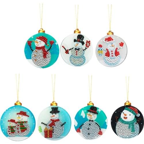 7pcs DIY Partial Drills Diamond Painting Special Shape Xmas Tree Pendants Ornament Christmas Decoration For Home
